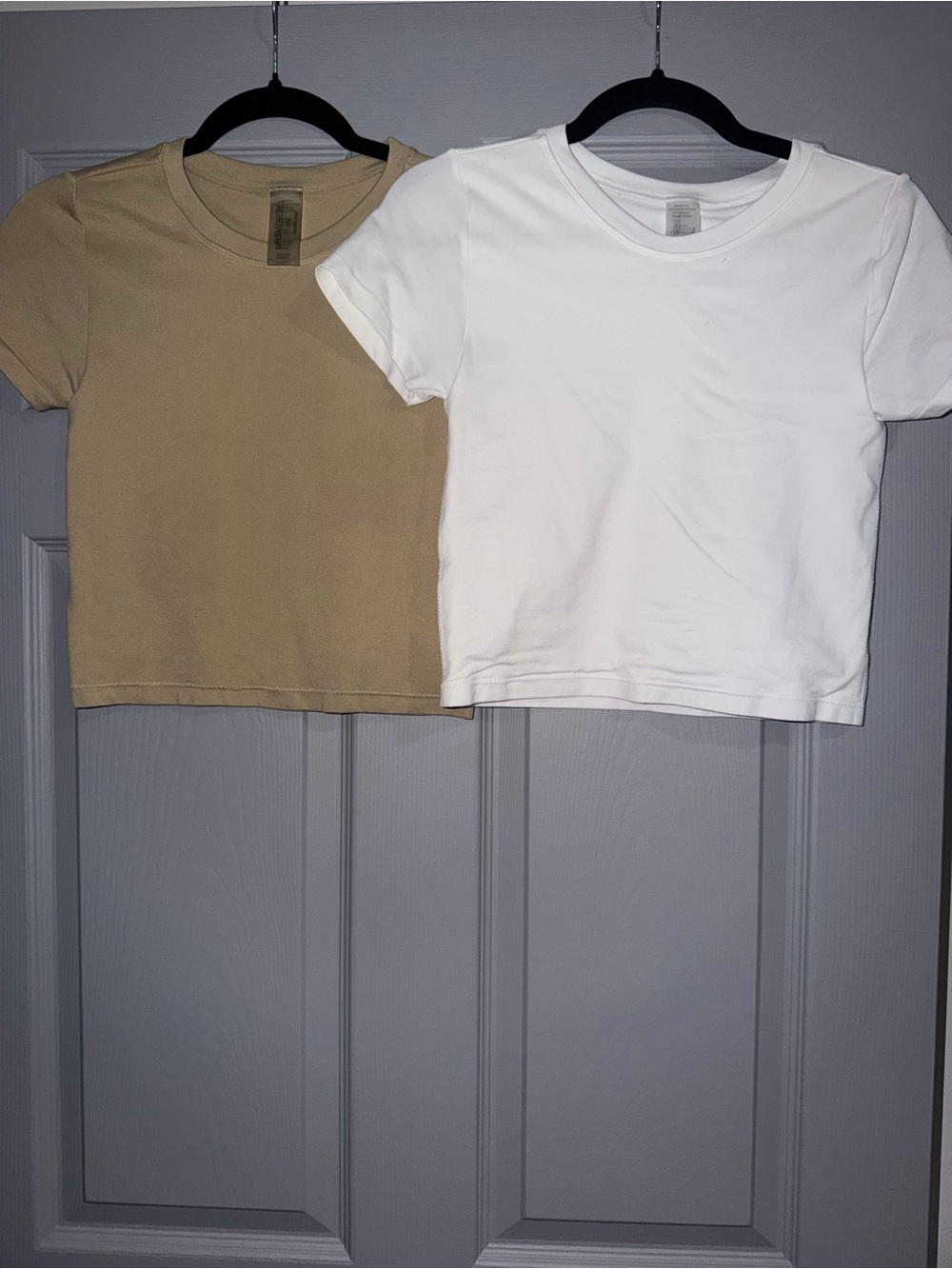 Kids Short Sleeve Cotton Tee - White & Tan